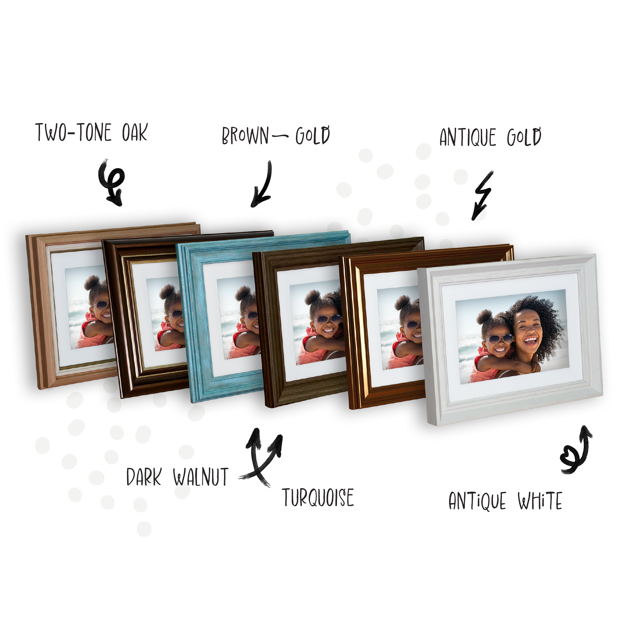 multiple colored digital frame with a mother and daughter