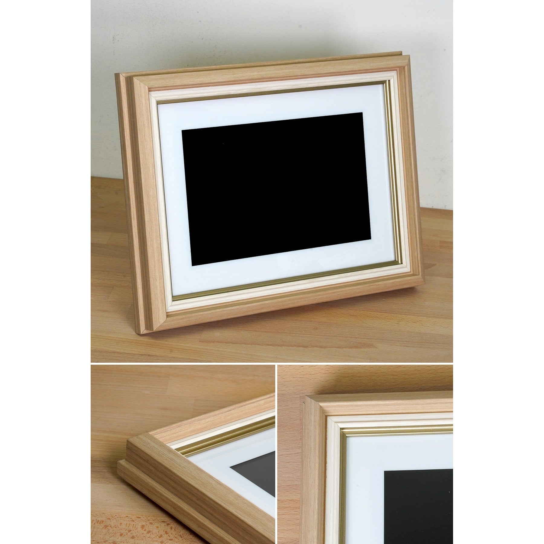Two Tone Oak with Gold Bevel  Frame Moulding