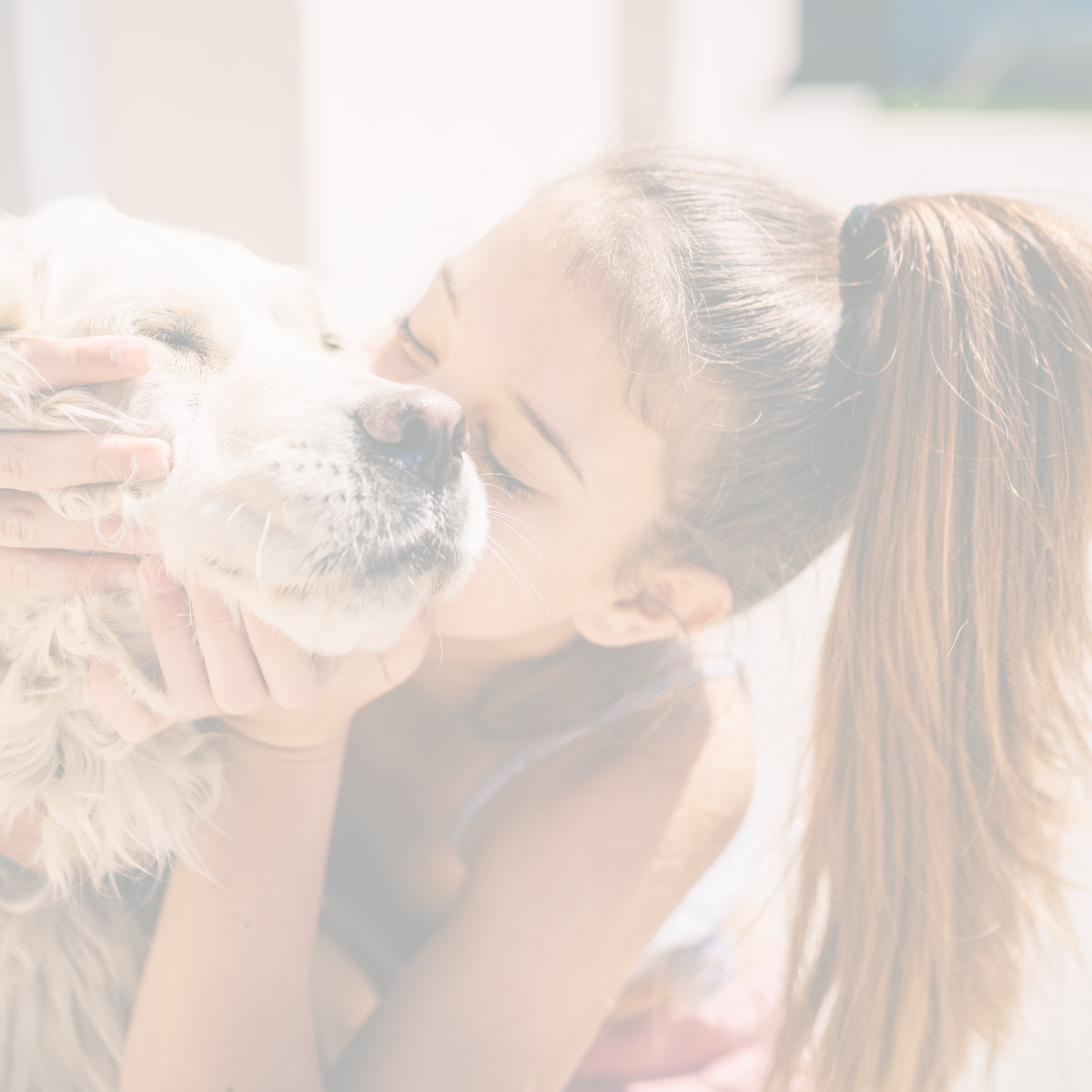 A young girl kissing her dog on the cheek