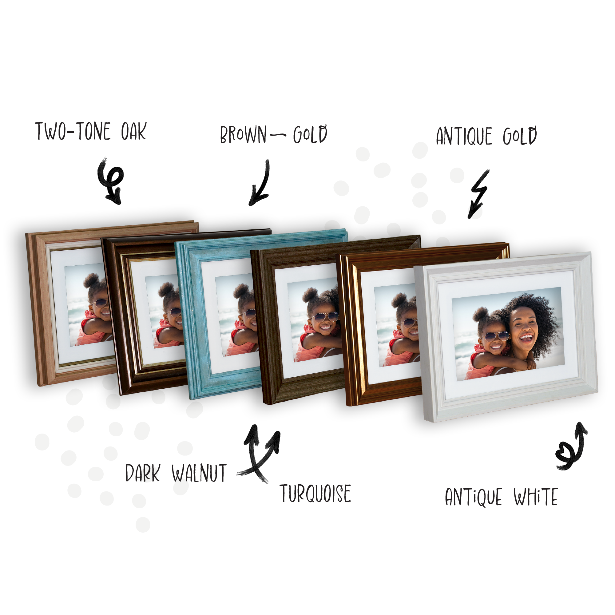 multiple colored digital frame with a mother and daughter 